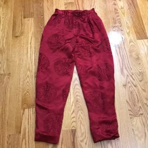 Christian Dior silk red trousers pants
